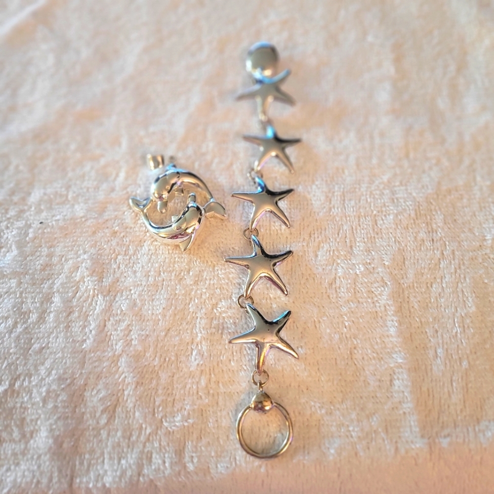 Starfish bracelet and Dolphin charm